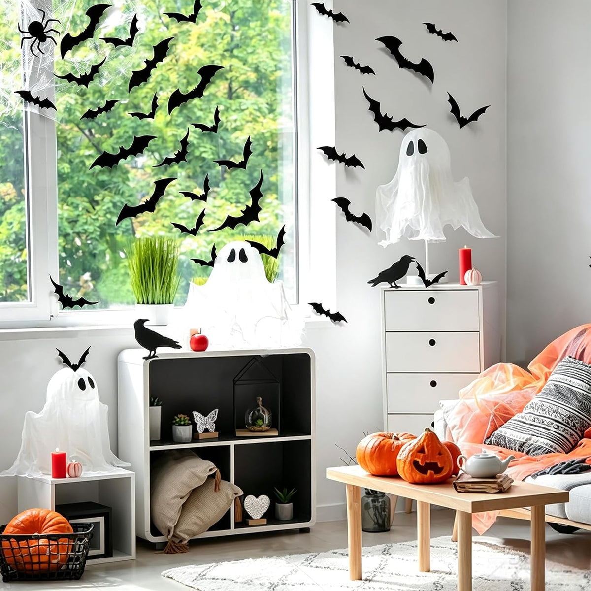 100-Piece Halloween Bat Wall Decorations – Spooky Bat Stickers for Halloween Party & Home Décor
