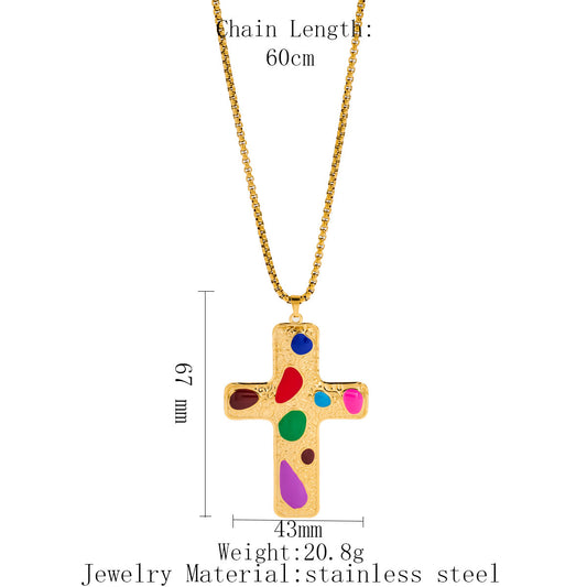 Drop Oil Cross Necklace For Men And Women