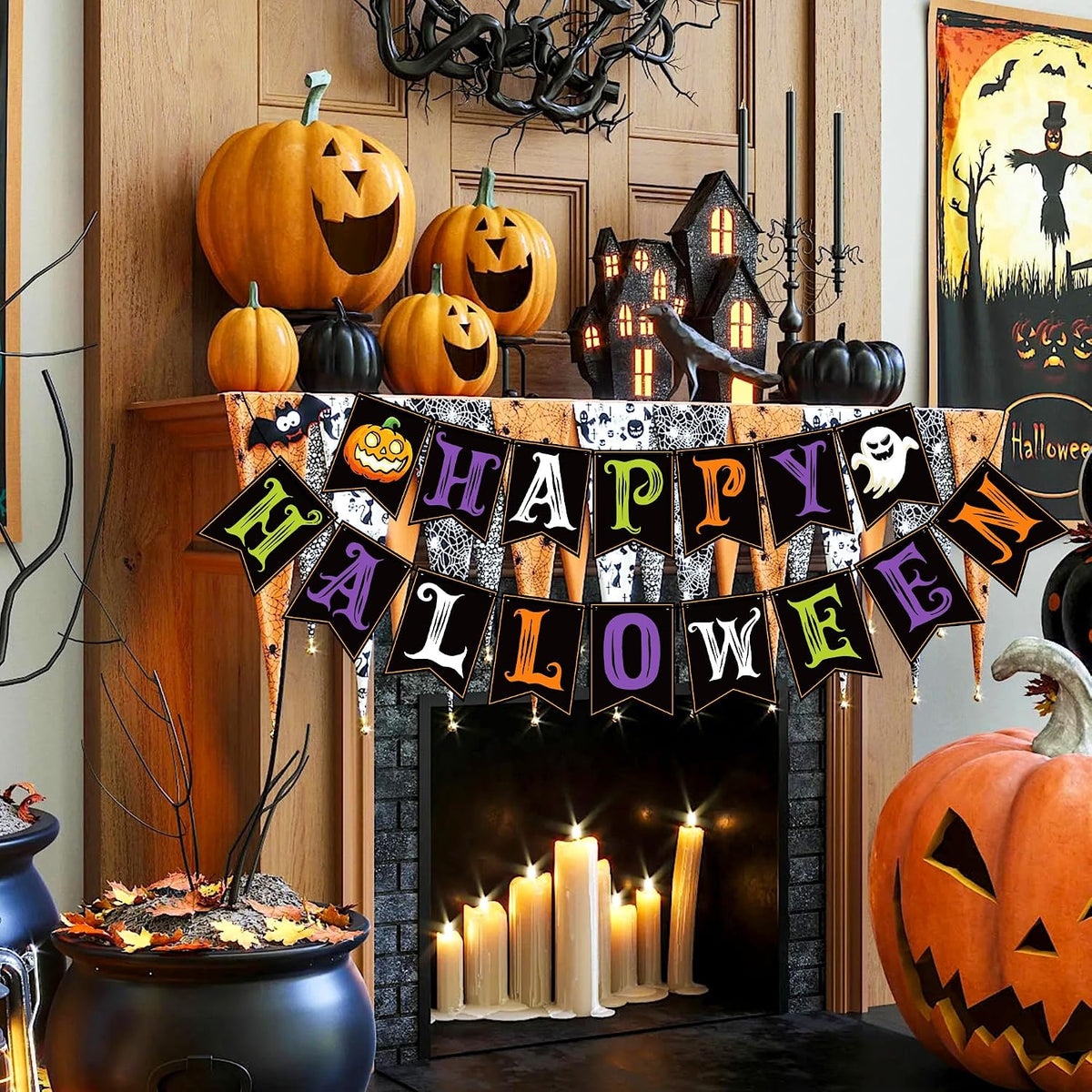 Happy Halloween Banner – Halloween Party Garland & Backdrop Decoration for Indoor & Outdoor