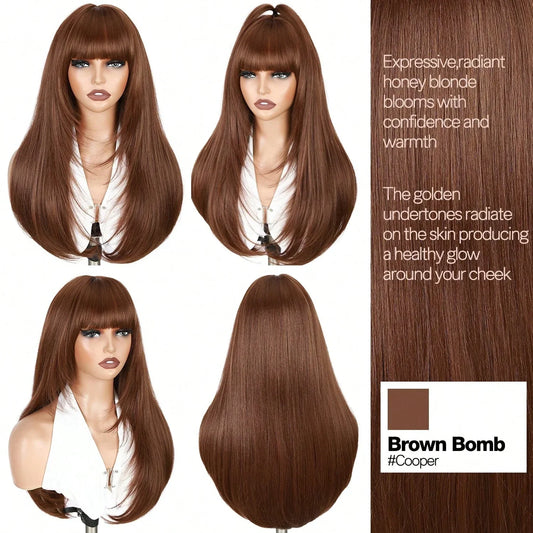 Long Layered Straight Hair Wig Natural Layered Design, Suitable for Daily Use, Parties, Cosplay, and Other Occasions