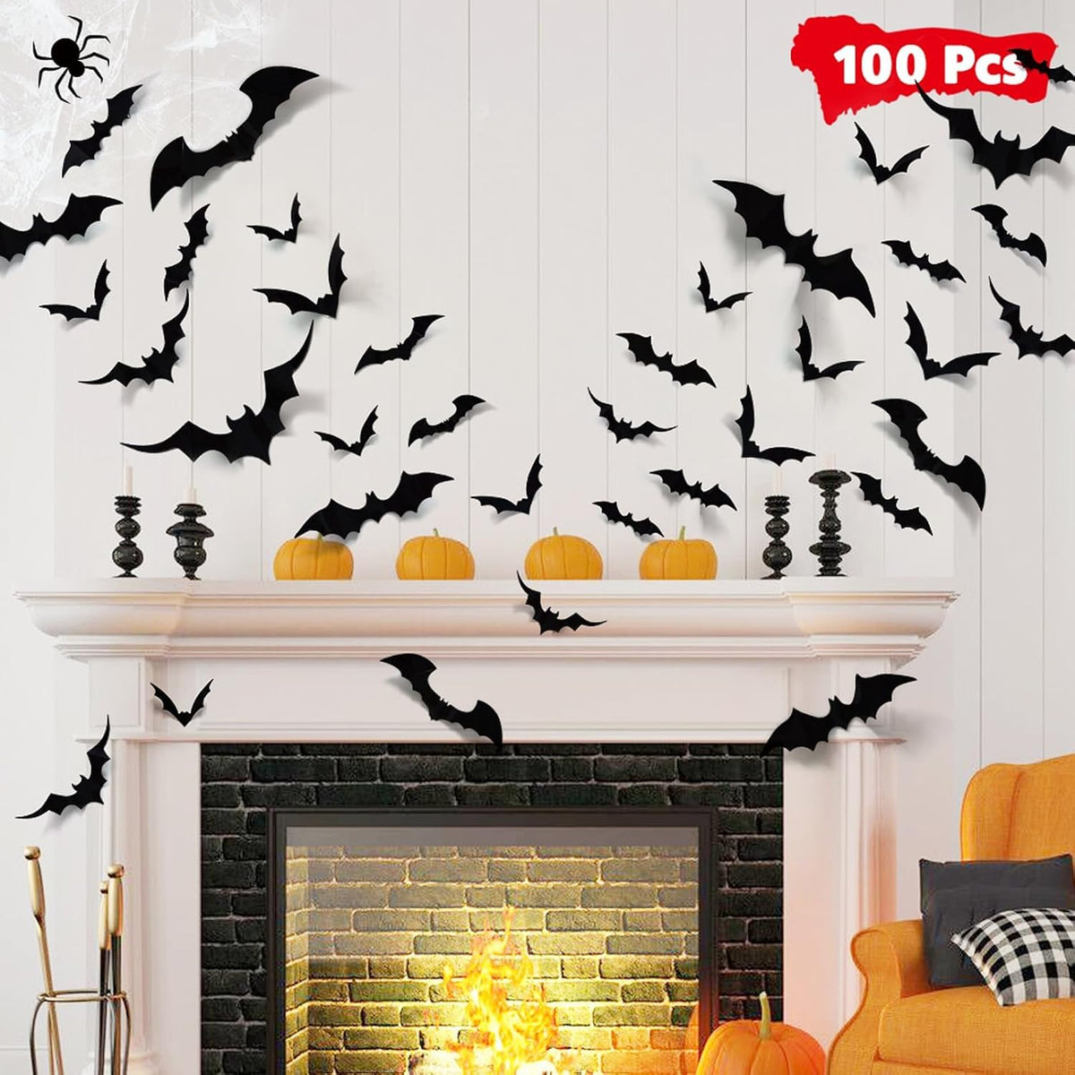 100-Piece Halloween Bat Wall Decorations – Spooky Bat Stickers for Halloween Party & Home Décor