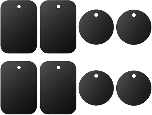 8-Pack Universal Magnetic Phone Mount Metal Plates – Adhesive Car Mount Plates, 4 Round & 4 Rectangle
