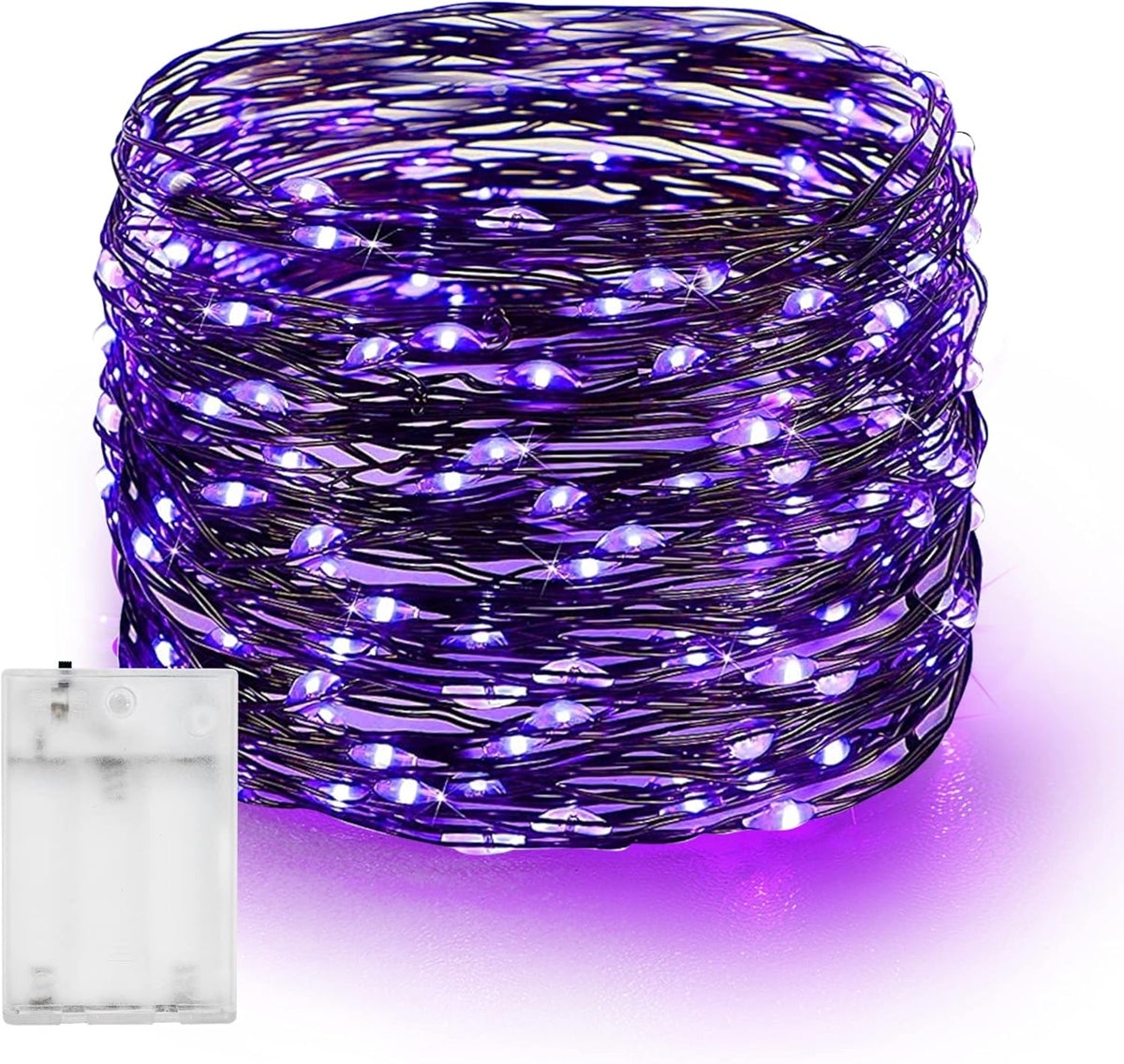 Purple Halloween Fairy String Lights – 20FT 60 LED Battery Operated Copper Wire Lights