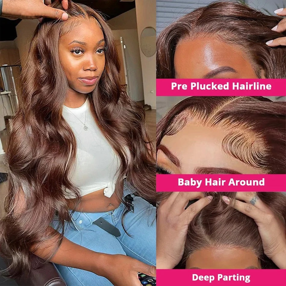 Front Lace Wavy Brown Lace Front Hair Human Wigs