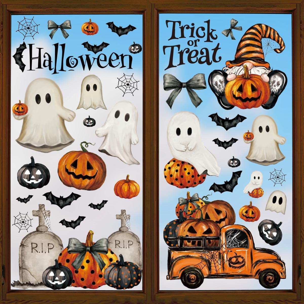 83-Piece Halloween Window Clings – Ghost & Pumpkin Glass Decorations for Home & Party