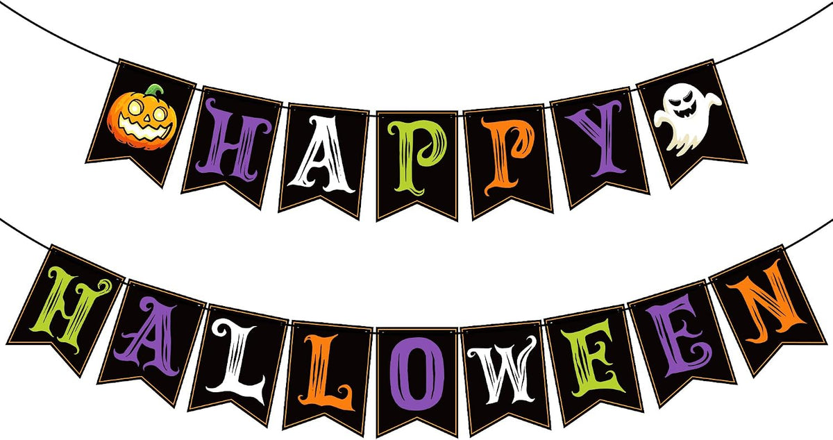 Happy Halloween Banner – Halloween Party Garland & Backdrop Decoration for Indoor & Outdoor