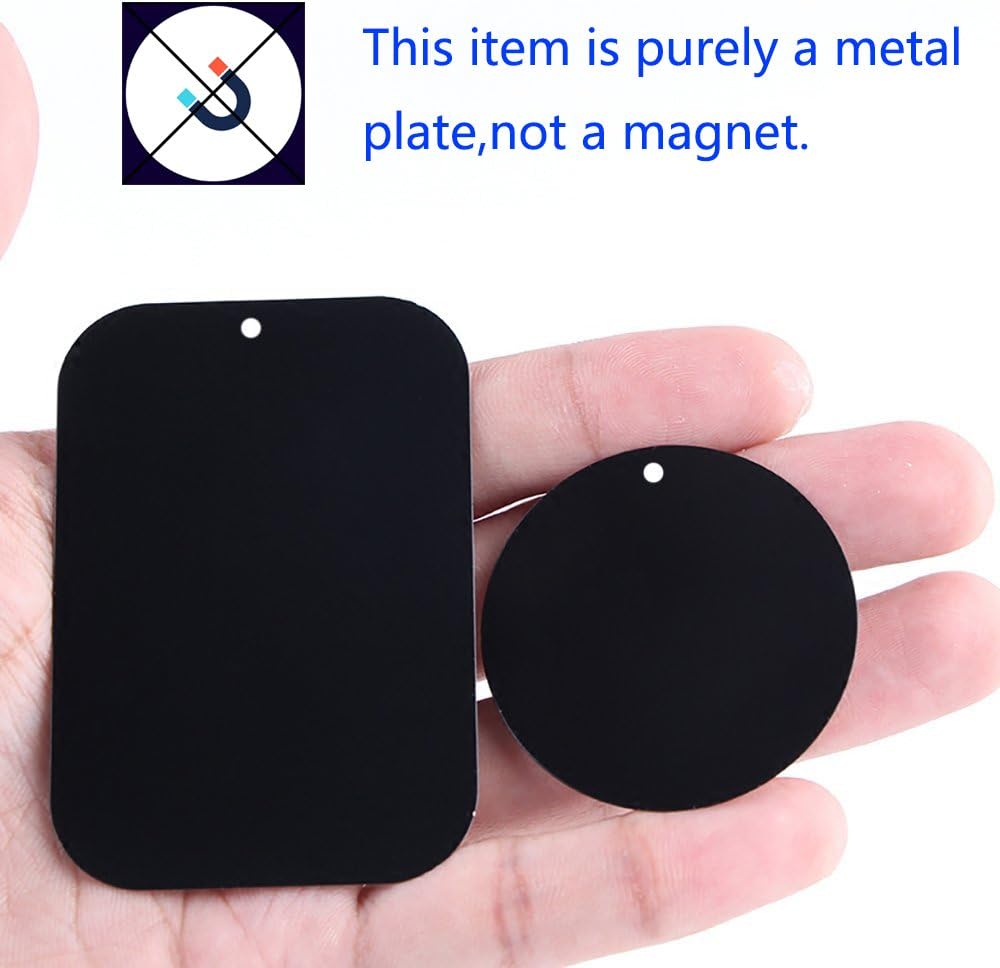 8-Pack Universal Magnetic Phone Mount Metal Plates – Adhesive Car Mount Plates, 4 Round & 4 Rectangle