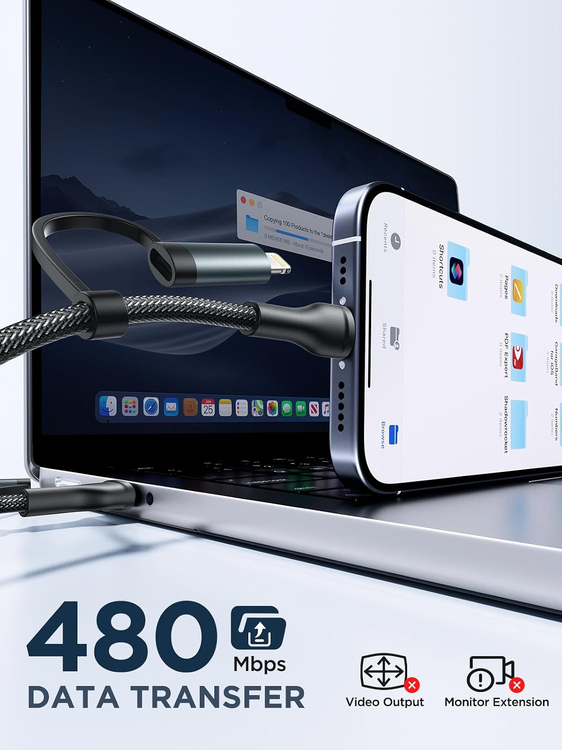 2-Pack 4-in-1 Charging Cable – 6.6FT 60W Fast Charging Multi USB-C & Lightning Cord