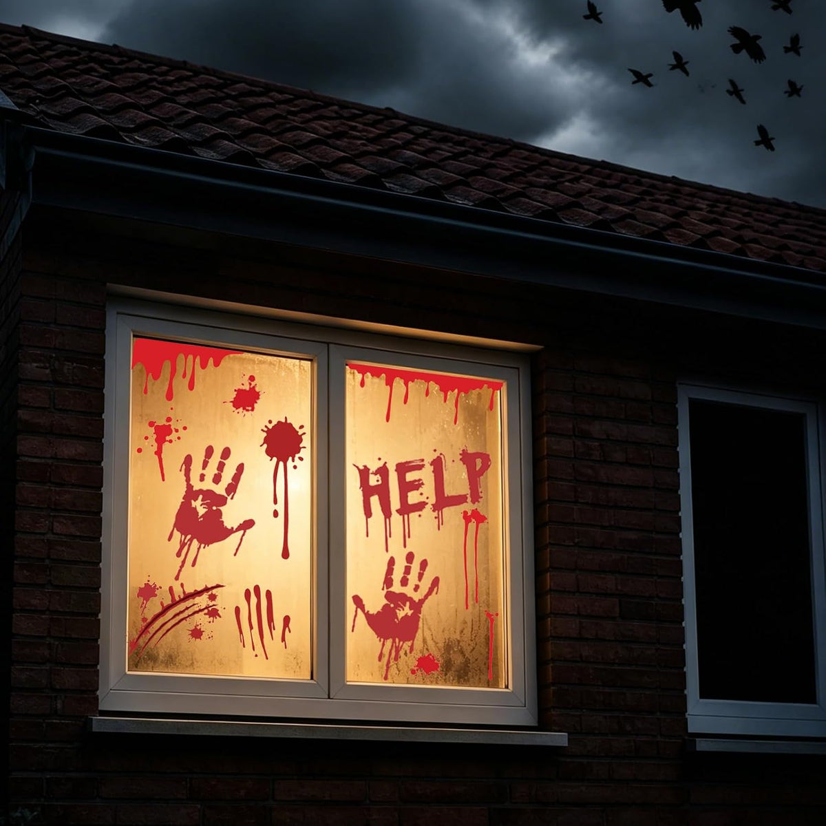 Halloween Bloody Handprint & Footprint Stickers – Horror Wall & Window Decorations