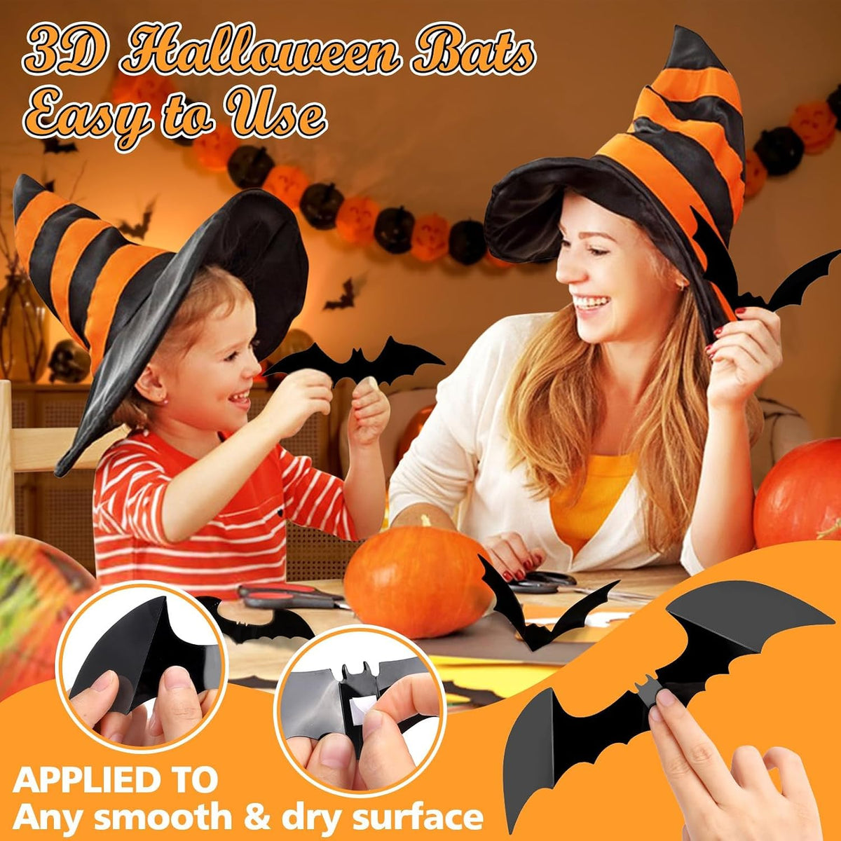 100-Piece Halloween Bat Wall Decorations – Spooky Bat Stickers for Halloween Party & Home Décor