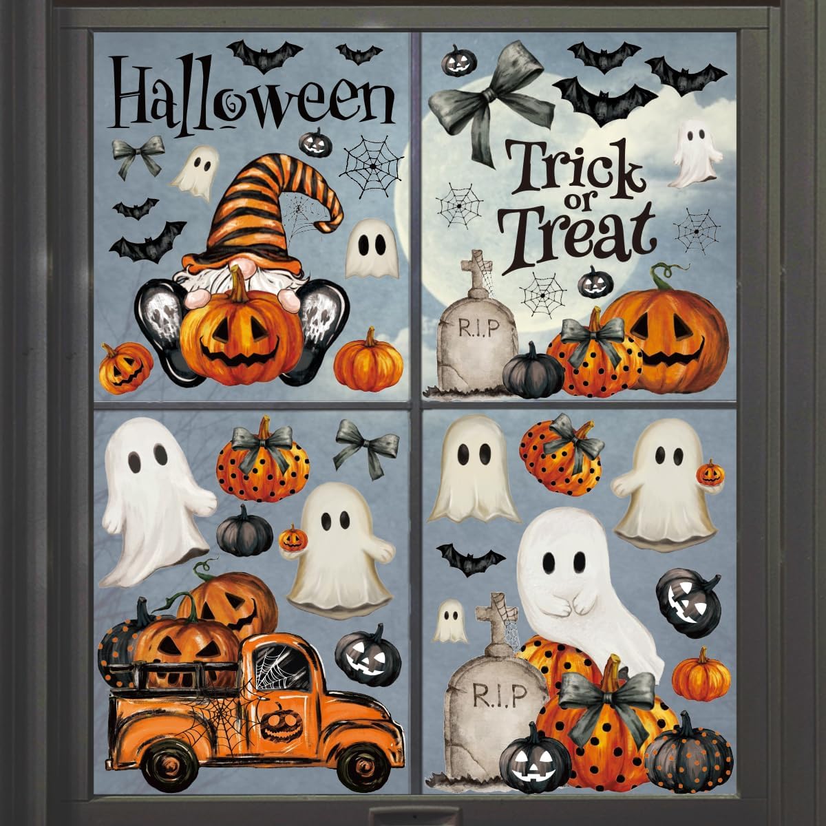 83-Piece Halloween Window Clings – Ghost & Pumpkin Glass Decorations for Home & Party