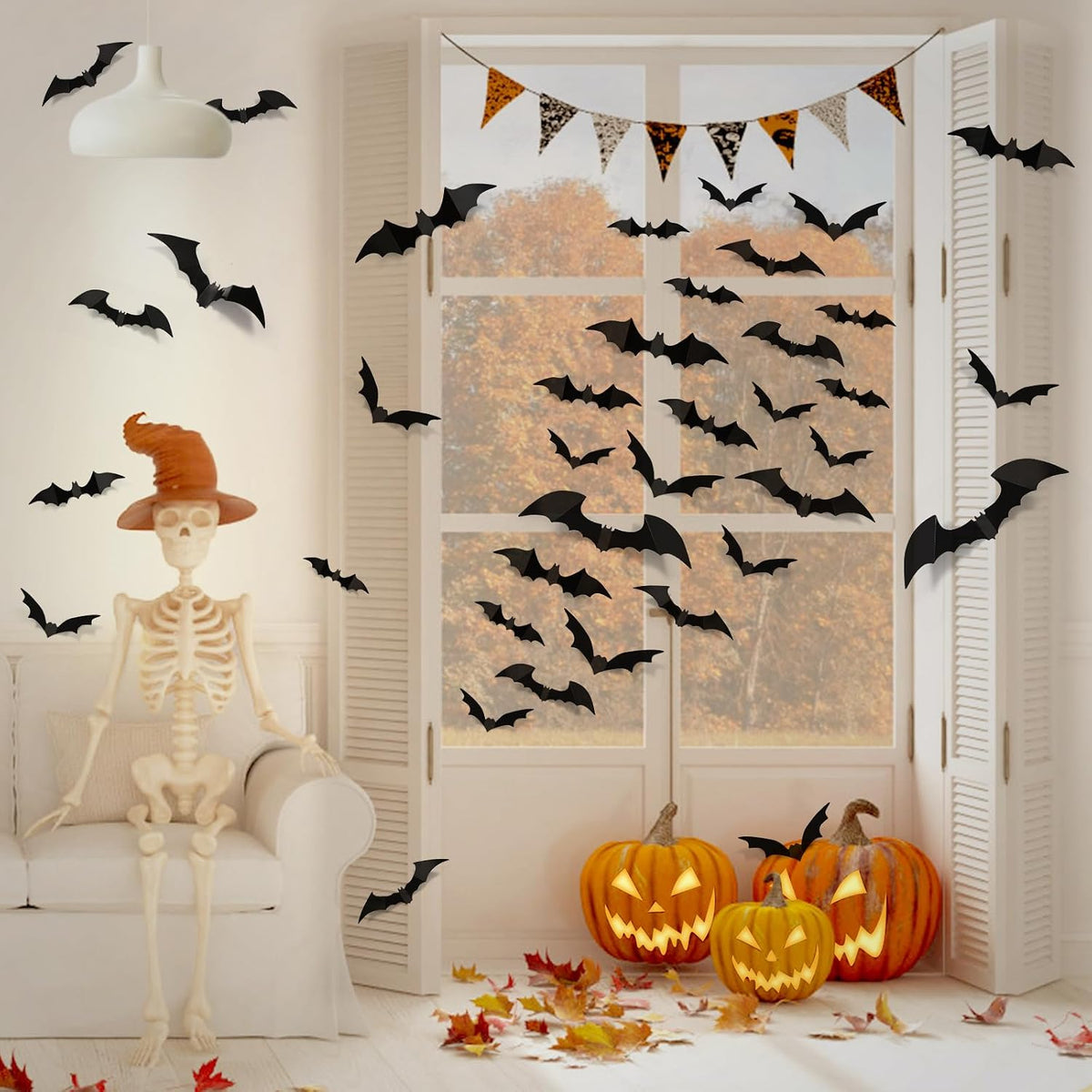 100-Piece Halloween Bat Wall Decorations – Spooky Bat Stickers for Halloween Party & Home Décor