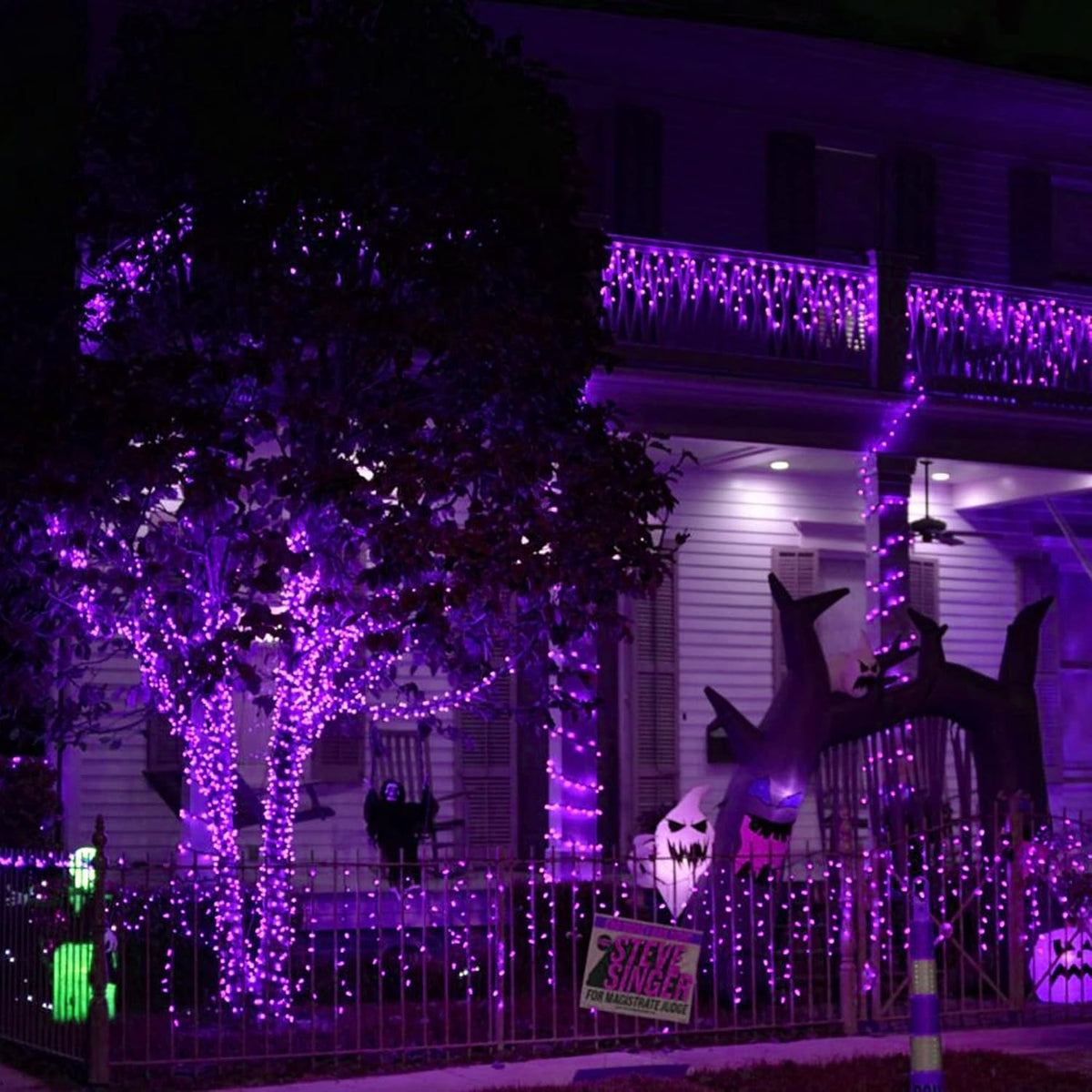 Purple Halloween Fairy String Lights – 20FT 60 LED Battery Operated Copper Wire Lights