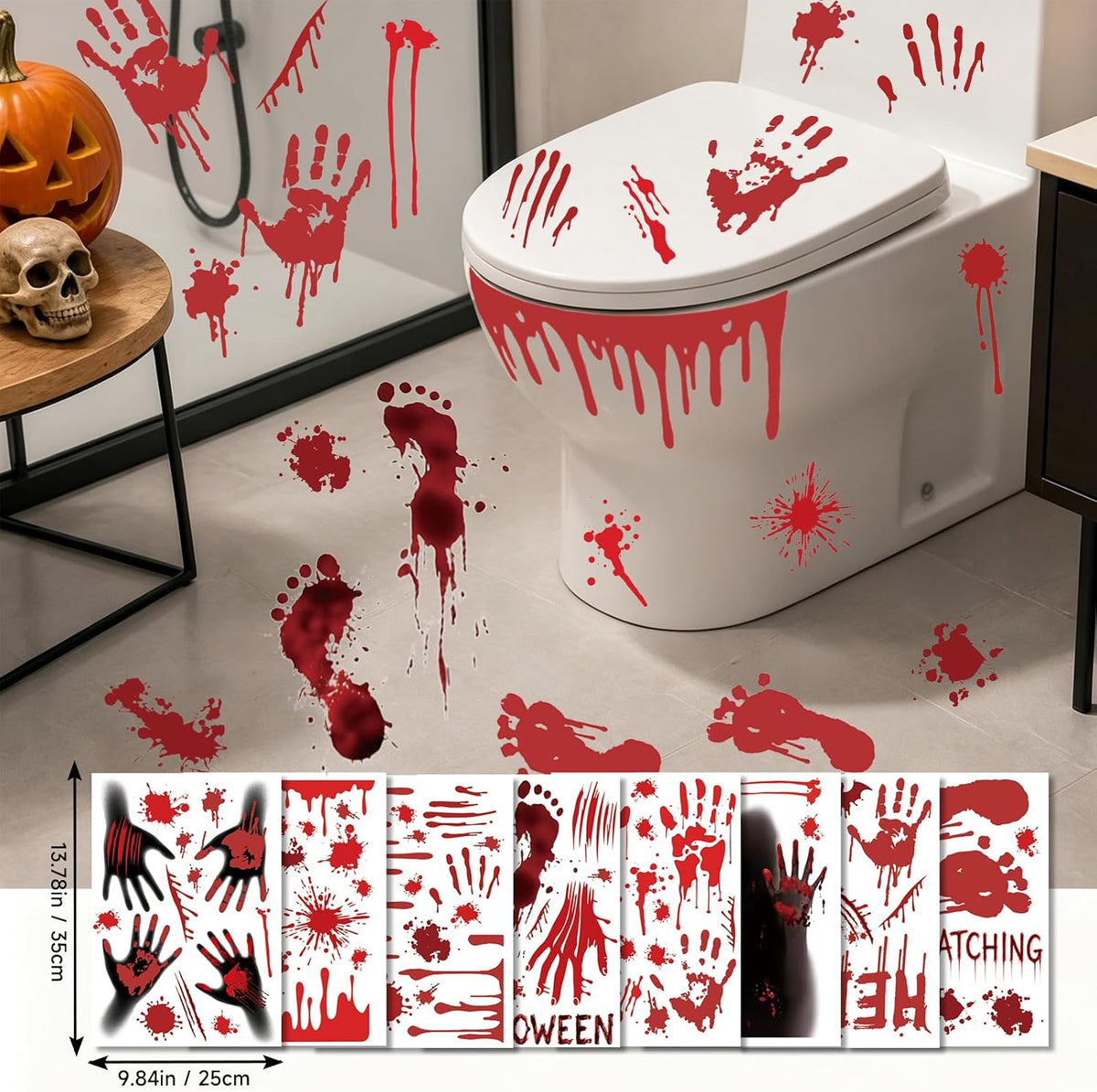Halloween Bloody Handprint & Footprint Stickers – Horror Wall & Window Decorations