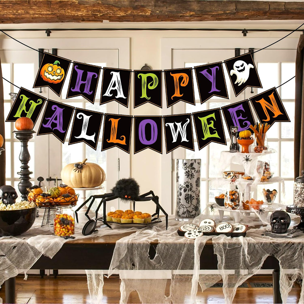 Happy Halloween Banner – Halloween Party Garland & Backdrop Decoration for Indoor & Outdoor
