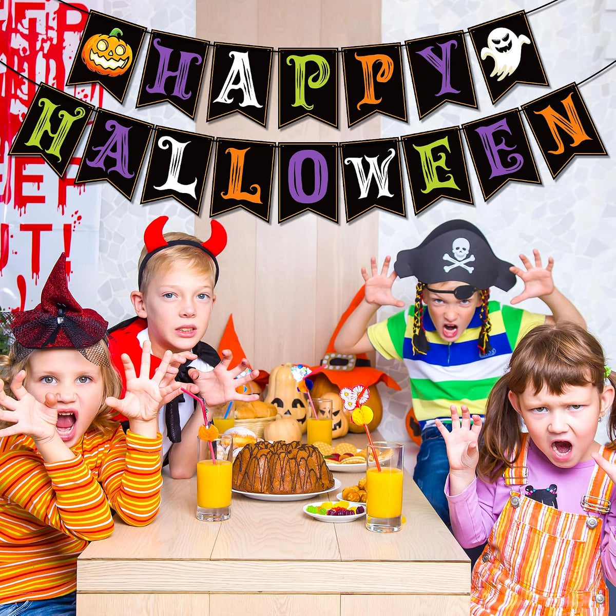 Happy Halloween Banner – Halloween Party Garland & Backdrop Decoration for Indoor & Outdoor