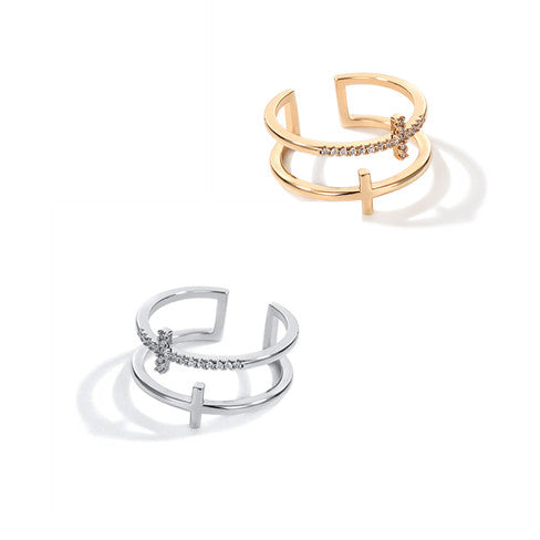 Double Cross Miniature Copper Ring