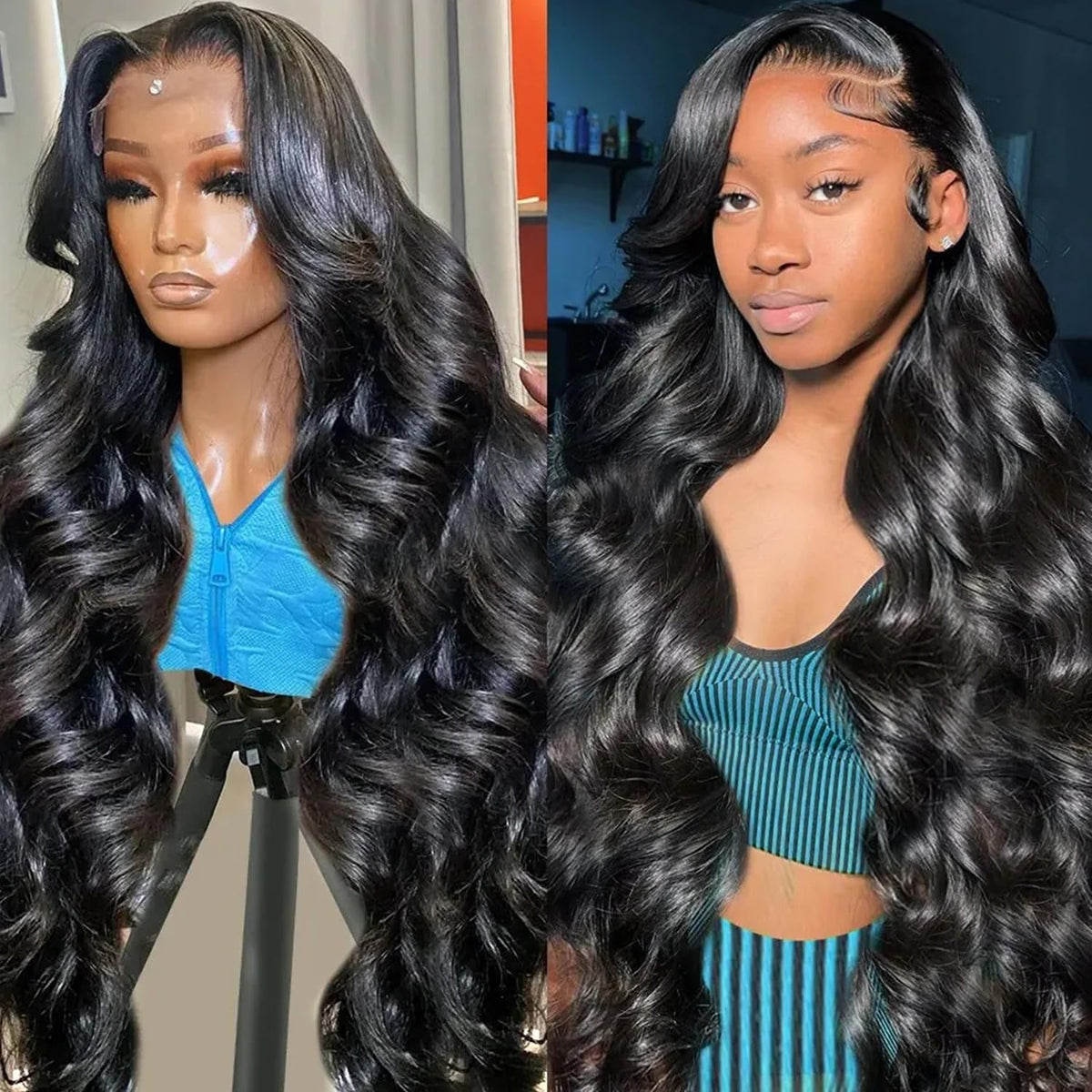 13x4 Lace Front Human Hair Wigs Natural Color Body Wave Density