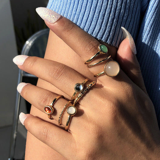 Colorful Stone Metalic Finger Rings