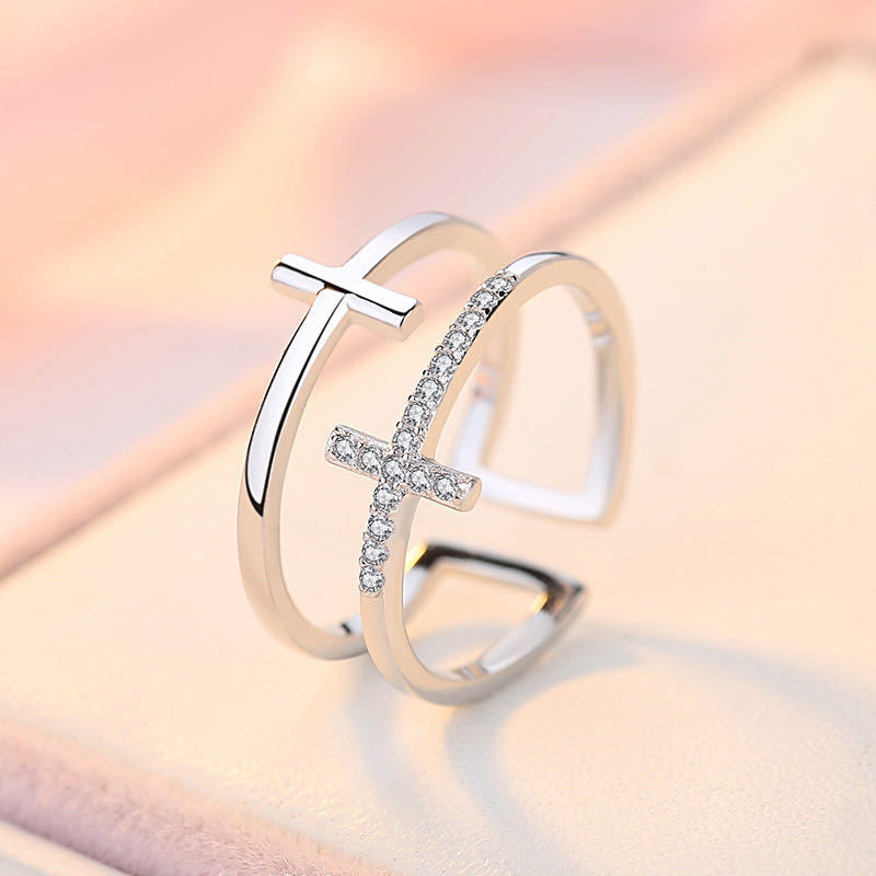 Double Cross Miniature Copper Ring