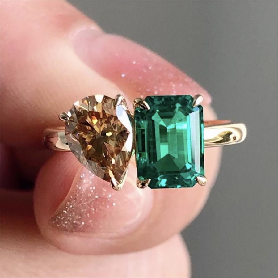 Stone Lady Green Yellow Ring