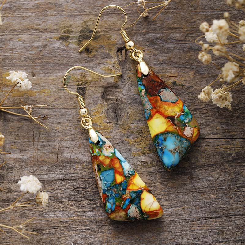 Stone Emperor Stone Triangle Earrings