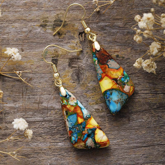 Stone Emperor Stone Triangle Earrings